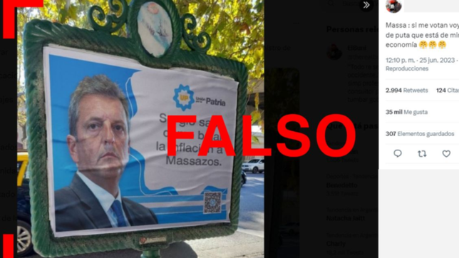 es falso el afiche en el que sergio massa promete bajar la inflacion a massazos
