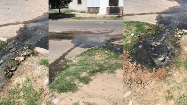 es un asco, el reclamo de los vecinos de villa progreso por una tapa de cloaca desbordada
