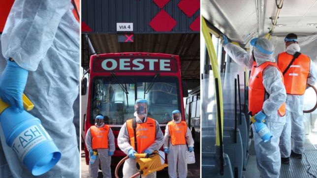 desinfectan micros de la empresa nueve de julio con una innovadora formula anti covid