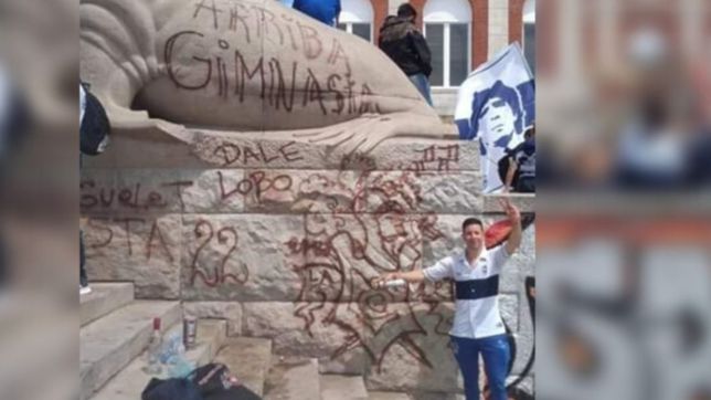 la foto del hincha de gimnasia que habria pintado el lobo marino en mar del plata