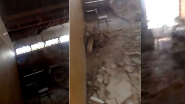 al borde de la tragedia: se desplomo el techo de un aula en una escuela de la plata