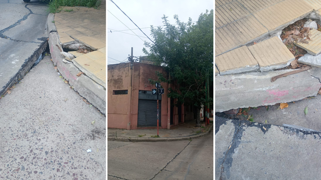 vecinos de tolosa alertan por una calle hundida en una esquina clasica del barrio