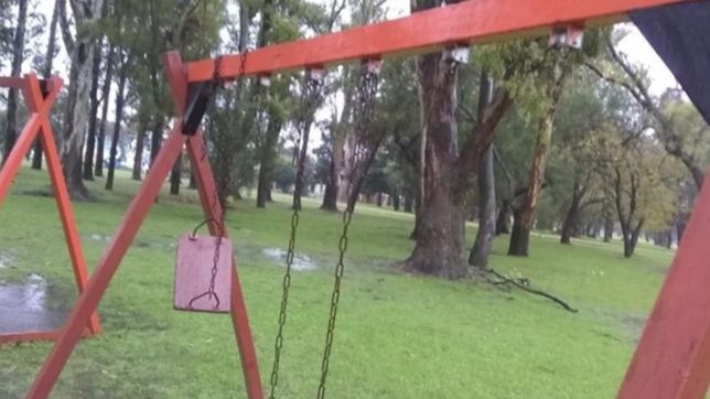 aprovecharon la cuarentena y se robaron las hamacas y un tobogan de una plaza de la plata