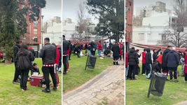 la fiesta de estudiantes antes del clasico: choris, lechon, banderas y mucho color