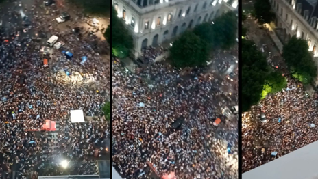 El impresionante video que muestra los festejos en 7 y 50 desde la altura
