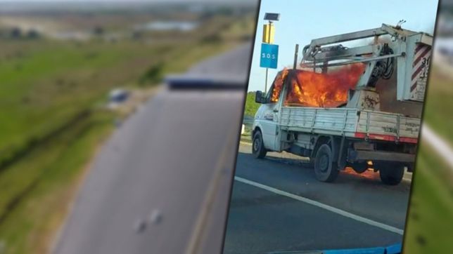 video: tension en la autopista la plata-buenos aires por el incendio de una grua