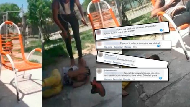 bronca en las redes por el video de la mama que golpeo salvajemente a su hijo en ringuelet