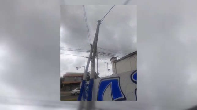 dos postes de luz cedieron por los fuertes vientos en la plata y dejaron un barrio sin luz