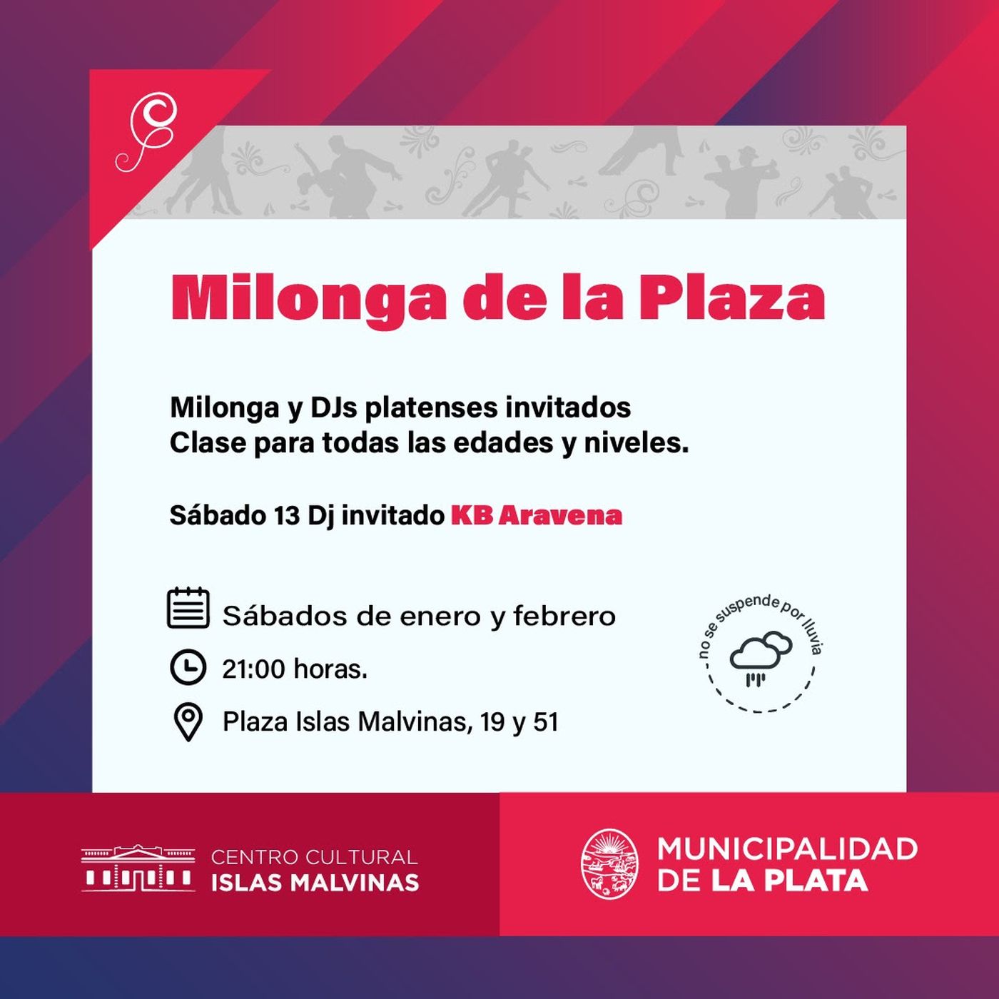 La "Milonga de la Plaza" vuelve al Centro Cultural Islas Malvinas de La Plata.