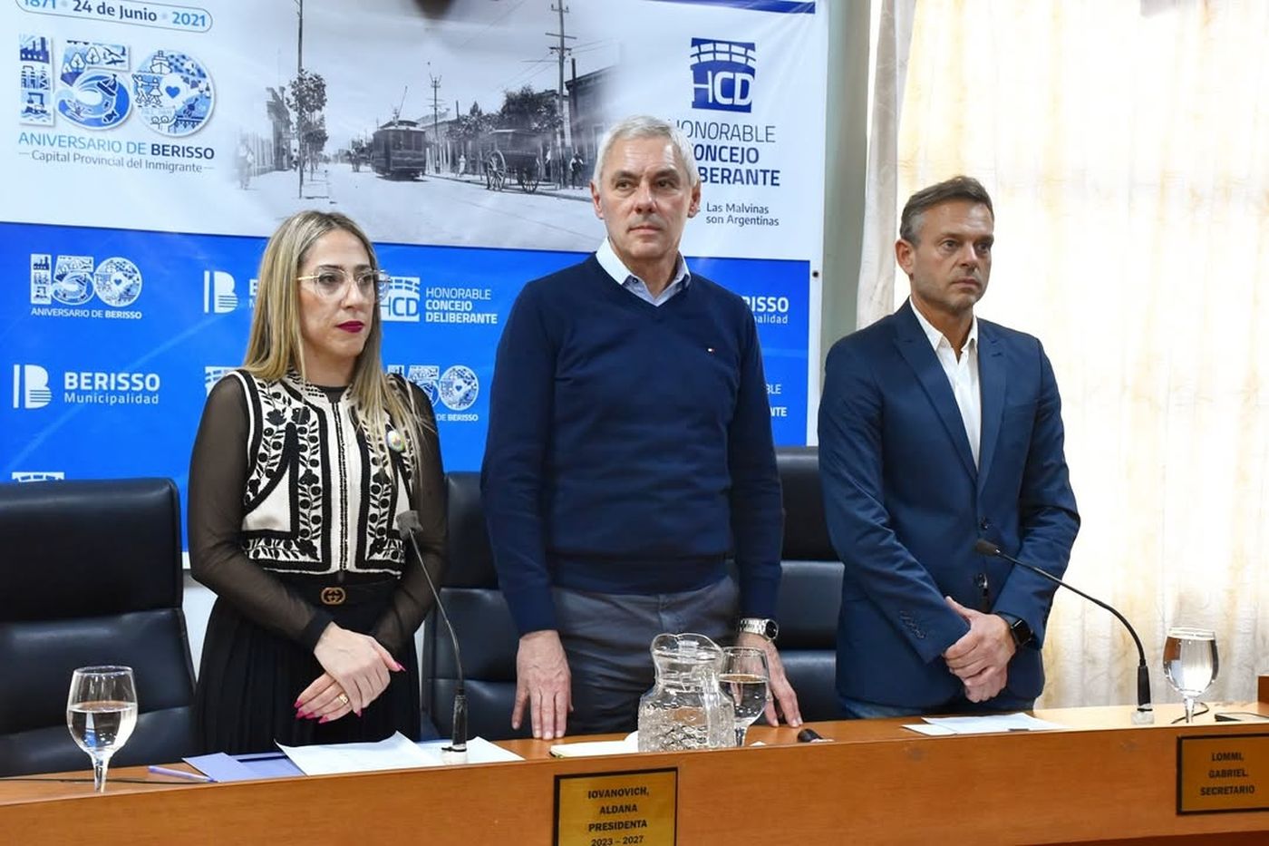 Fabián Cagliardi y la presidenta del Concejo Deliberante de Berisso, Aldana Iovanovich