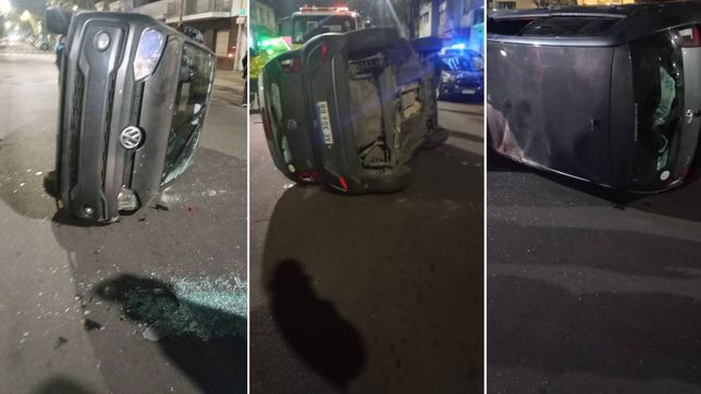 impresionante accidente en la plata: una joven de 18 anos volco su auto y se salvo de milagro
