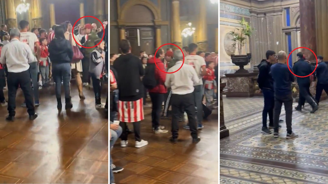 un hincha de estudiantes se trepo al balcon de la municipalidad, saludo a los campeones y termino preso