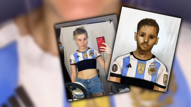 video: una joven de berisso se transformo en messi maquillandose y sorprendio a todos