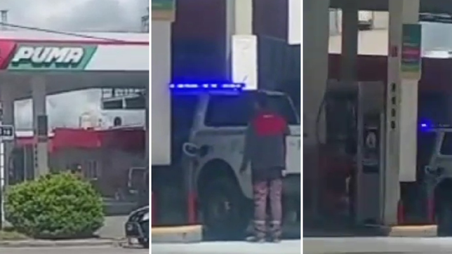un patrullero se prendio fuego mientras cargaba nafta en una estacion de servicios