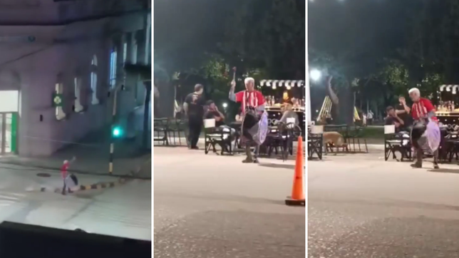 el video del alocado festejo de un hincha del pincha en las calles de una ciudad de santa fe