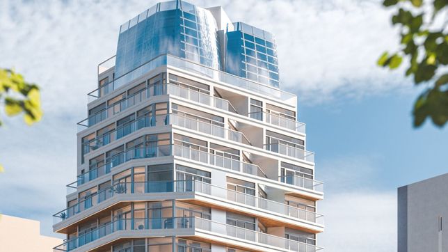 amplias terrazas y cupula vidriada en una nueva torre de departamentos de estudio yacoub