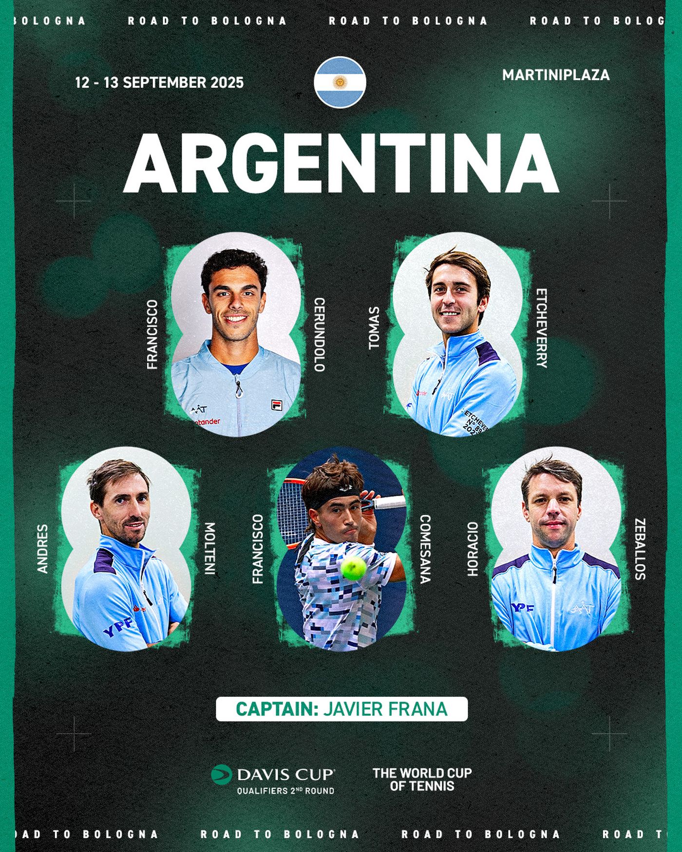 El equipo argentino con la presencia de Tomás Etcheverry.