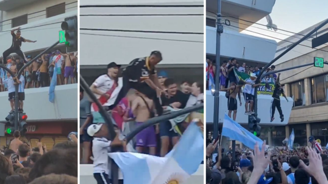 video: el arriesgado baile sobre un semaforo de 7 y 50 que casi termina en tragedia
