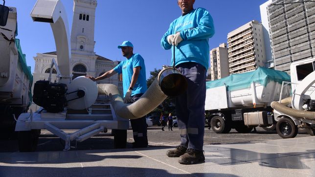 incorporaron una flota de camiones aspiradores de hojas y una cuadrilla de 400 barrenderos
