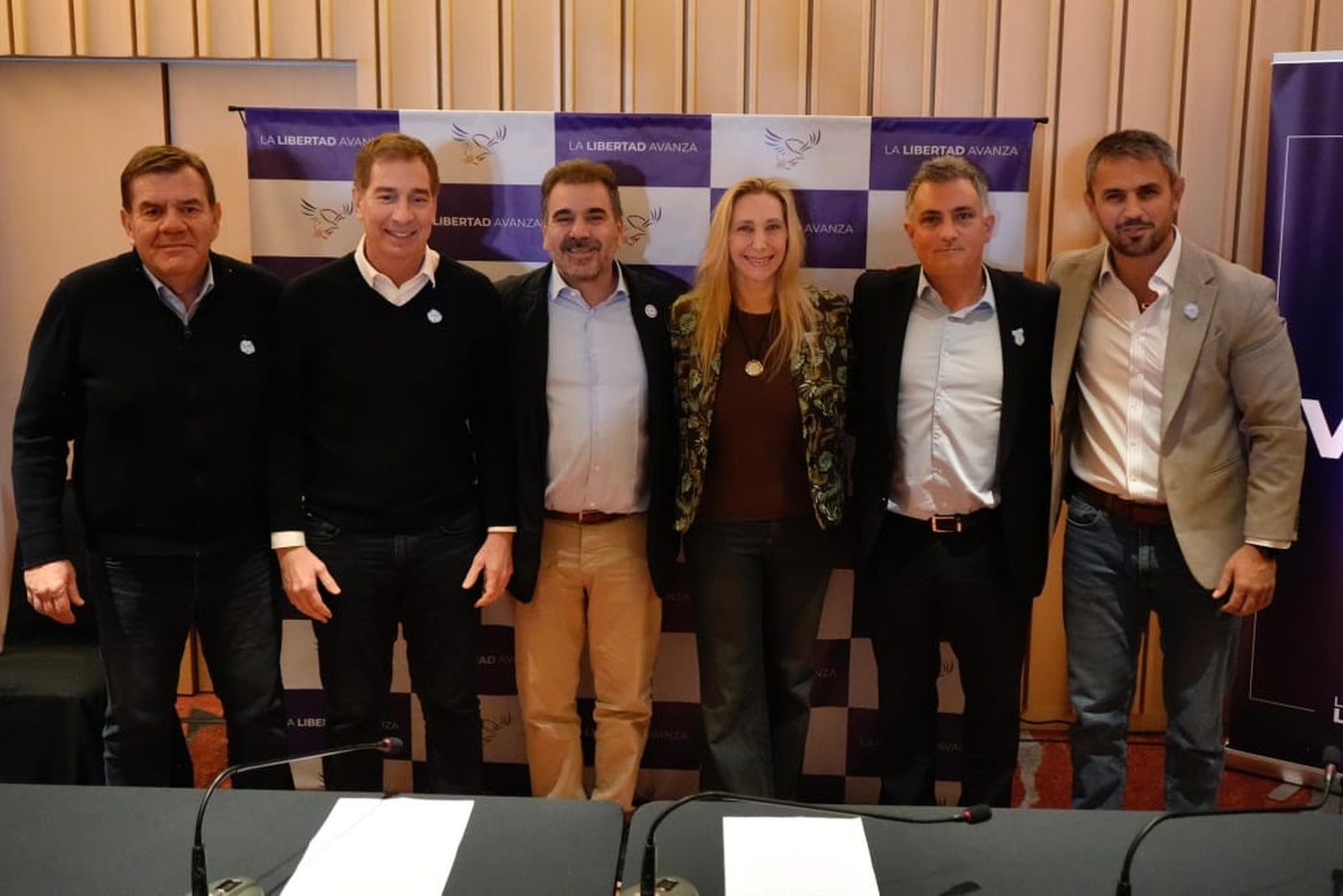 Guillermo Montenegro, Diego Santilli, Cristian Ritondo, Karina Milei, Sebastián Pareja y Martín Menem