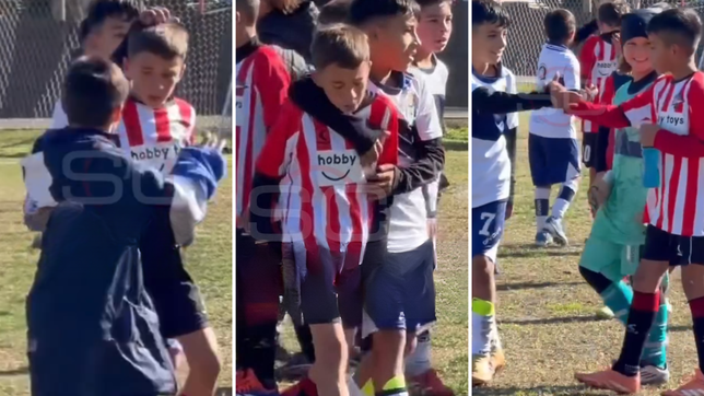 conmovedor gesto de los nenes del lobo con los del pincha tras ganar el clasico de infantiles