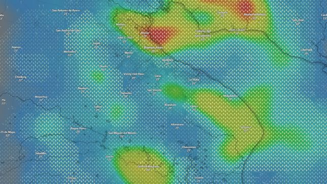 ¿a que hora llegarian las lluvias y tormentas a la plata?
