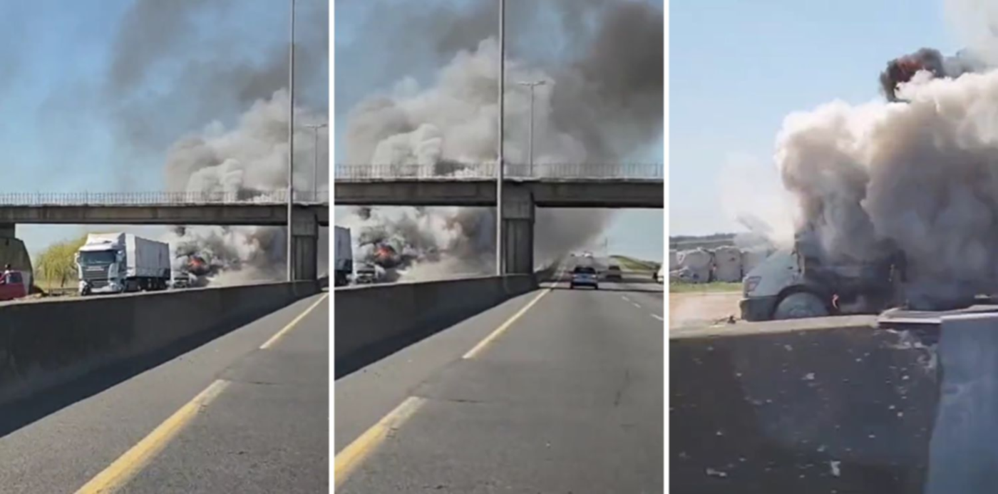 Incendio de un camión en la autopista