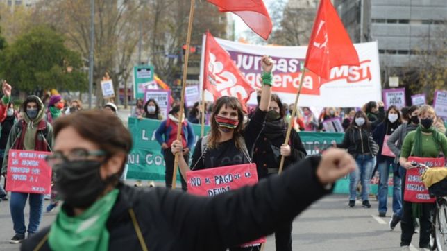 con distancia, tapabocas y pancartas, asi fue la marcha de ni una menos en la plata