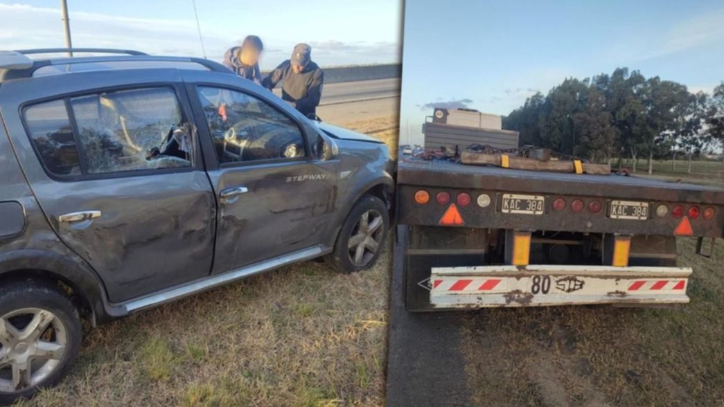 Golpeó a su pareja en plena Autopista, chocó contra un camión y casi provoca una tragedia