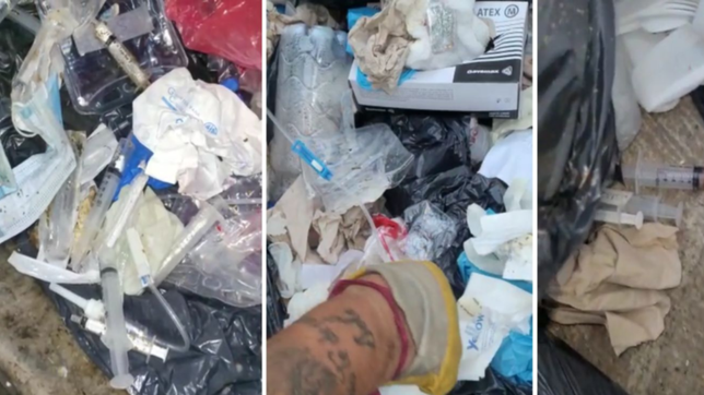 jeringas usadas, sangre y alarma: grave denuncia por el descarte de residuos patogenicos