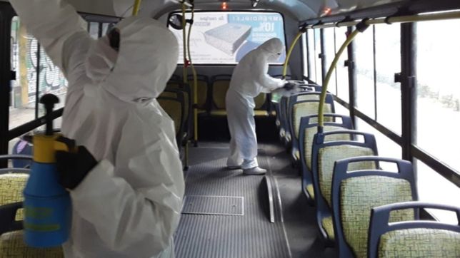 suman puntos de limpieza y desinfeccion durante los recorridos de los micros en la plata