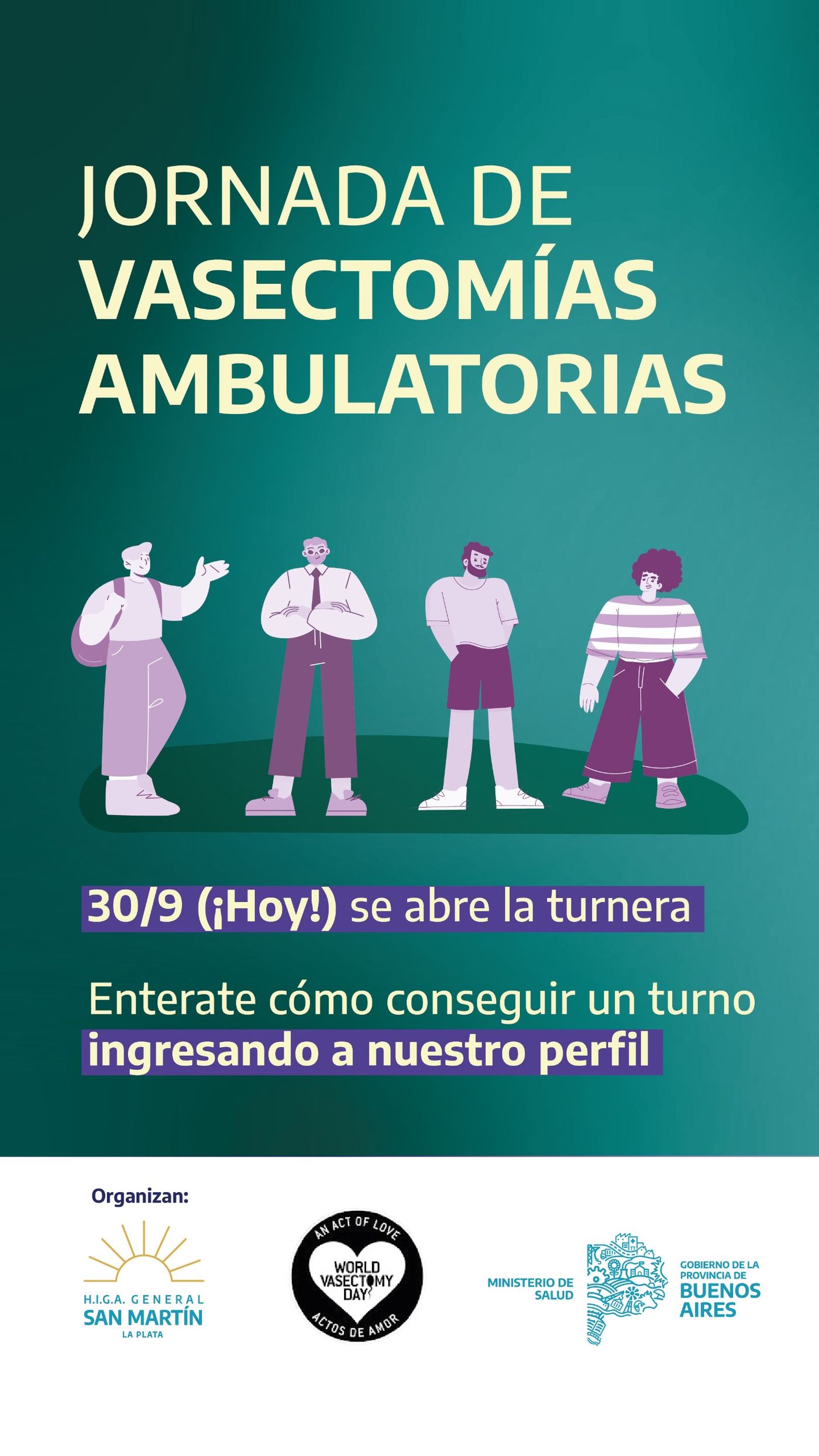 La imagen difundida por el hospital San Mart&iacute;n de La Plata para invitar a los interesados en realizarse la vasectom&iacute;a sin bistur&iacute;