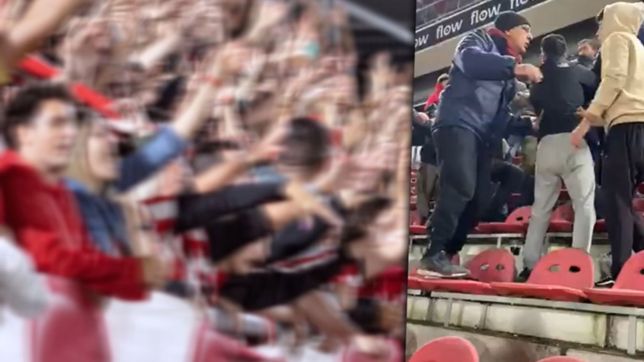 video: una discusion por el loco diaz termino a las pinas en la tribuna de estudiantes