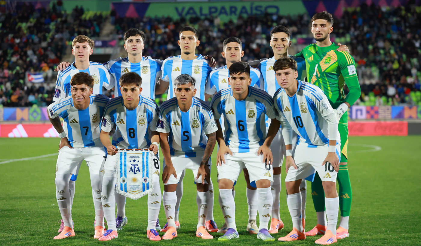 Juan Manuel Villalba en la formación de la Selección argentina.