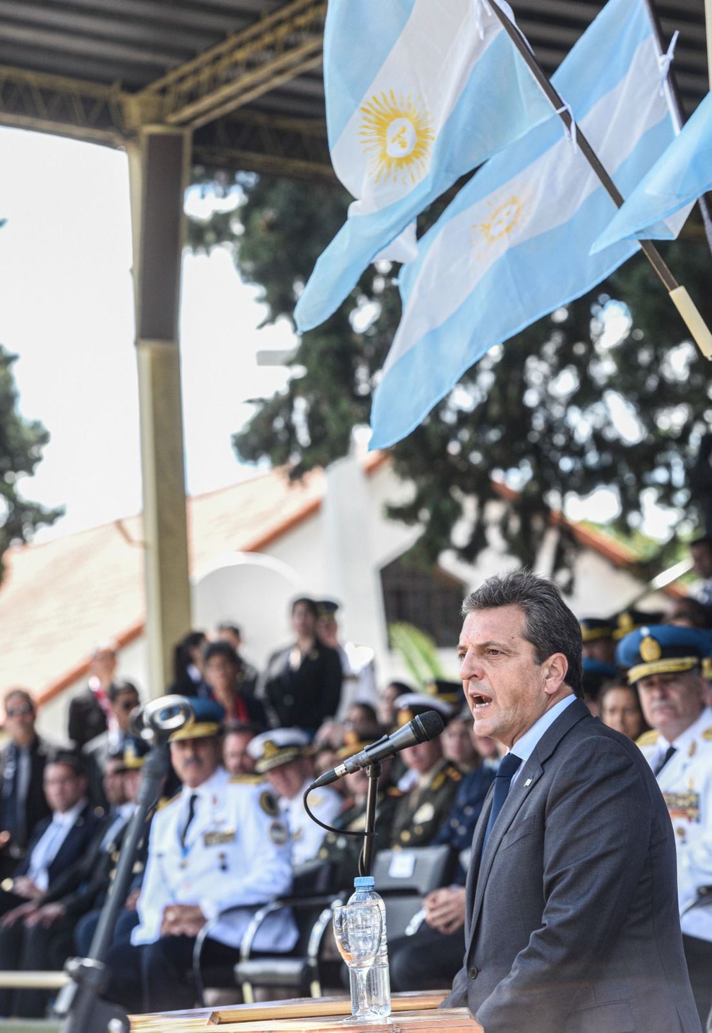 Sergio Massa durante el acto ante la Polic&iacute;a Federal