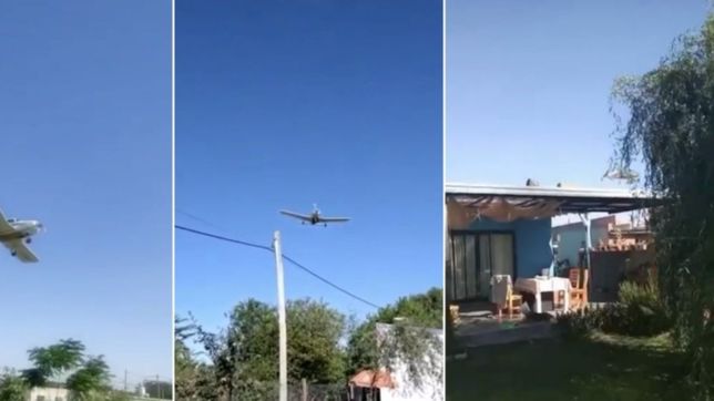 video: fuerte susto por una avioneta que sobrevolo los techos de las casas en la plata