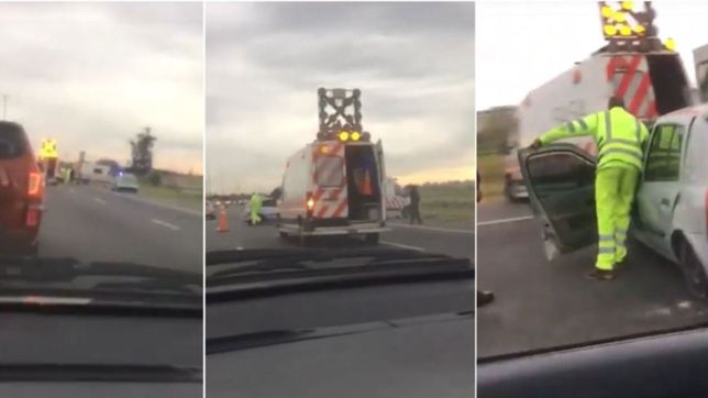 choque, vuelco y caos en la autopista la plata-buenos aires: una mujer termino herida