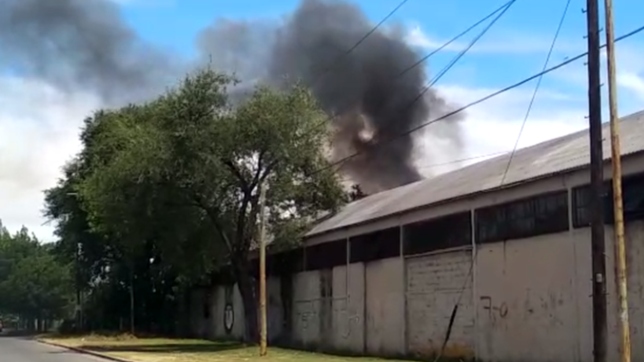 videos: susto en la plata por el incendio de un galpon a metros del estadio unico
