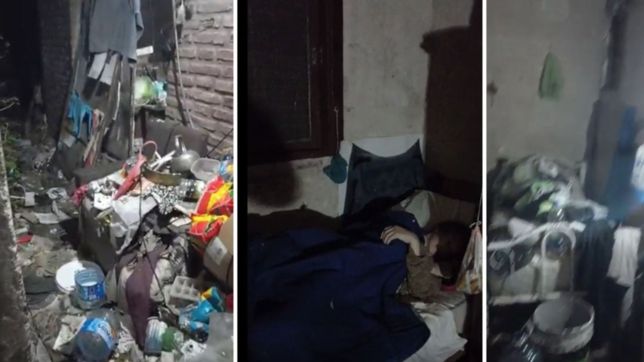 denuncian que una mujer fue abandonada en una casa de la plata y vive entre la basura