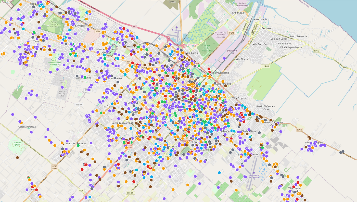 El mapa de La Plata Reporta muestra las quejas registradas por vecinos en distintos puntos del Partido