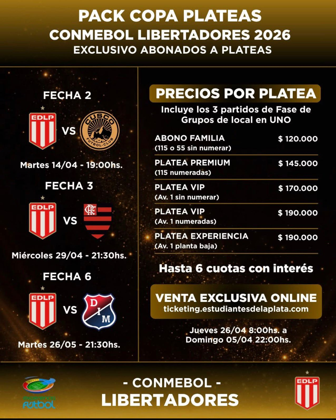 El pack de platea para los abonados de Estudiantes