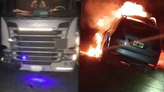 accidente fatal: choco contra un camion, el auto se prendio fuego y no pudo escapar