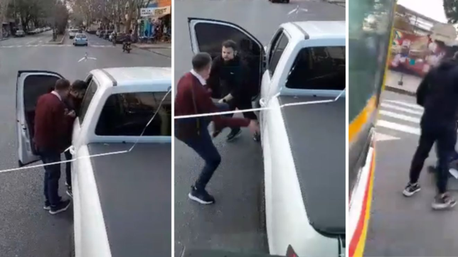video: un conductor choco con un micro y ataco a trompadas al chofer en la plata
