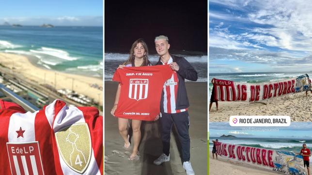 miles de hinchas de estudiantes tinen rio de janeiro de rojo y blanco