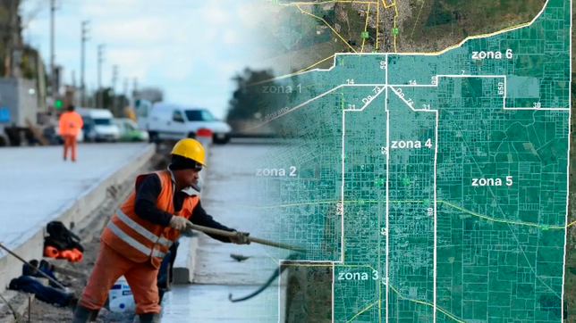 el mapa con las seis zonas en que dividieron a la plata para mantener y repavimentar las calles