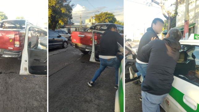 video: un hombre desencajado encerro con su camioneta a un taxista y lo ataco a pinas