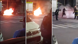 susto en el centro: se incendio un auto y termino casi completamente destruido susto en el centro: se incendio un auto y termino casi completamente destruido