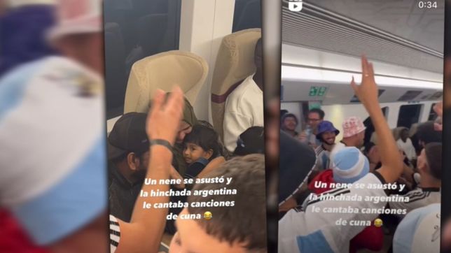 video: un nene qatari se asusto y la hinchada argentina lo calmo con canciones de cuna