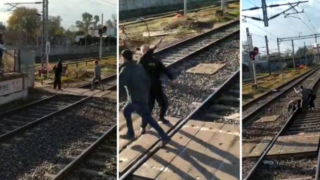 video: demoras y cinco detenidos por una batalla campal en las vias de tren roca