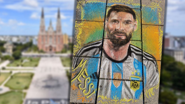 el impactante retrato de messi que se llevo las miradas en el fan fest de plaza moreno